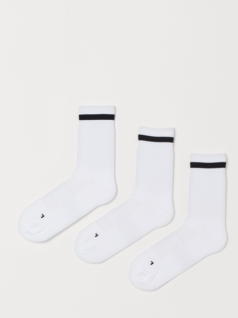 

H&M Men White Solid 3-Pack Sports Socks