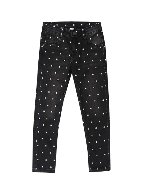 

Cherokee Girls Black & Off-White Printed Slim Fit Mid-Rise Clean Look Jeans