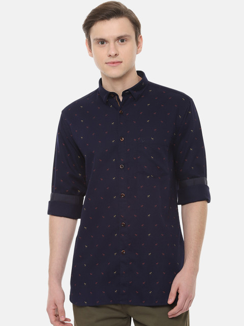 

Allen Solly Men Navy Blue Slim Fit Printed Casual Shirt