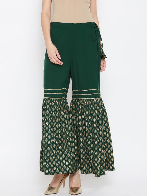 

studio rasa Women Green Printed Flared Palazzos