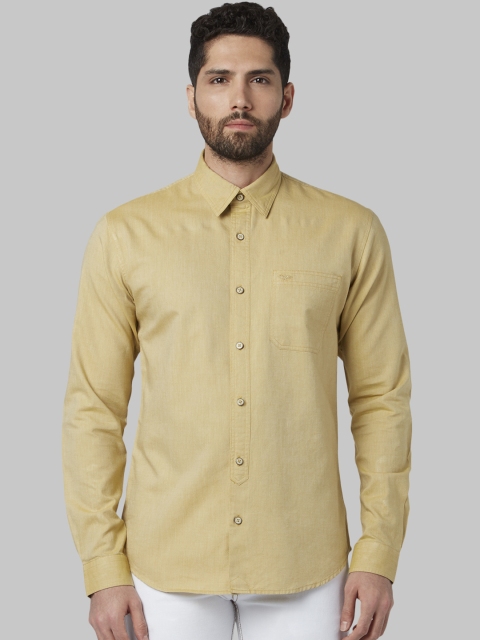Park Avenue Men Mustard Yellow Slim Fit Solid Formal Shirt