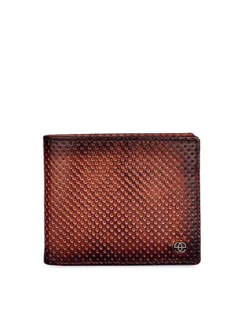 

Eske Men Tan Textured Leather Two Fold Wallet