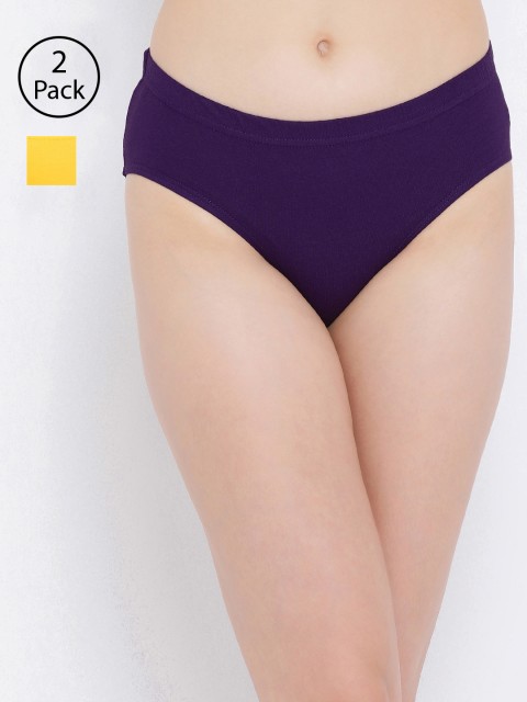

Clovia Women Pack Of 2 Solid Hipster Briefs COMPNC709XL, Yellow