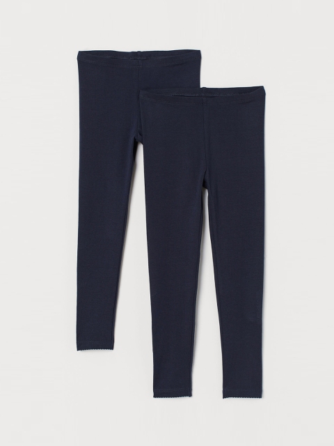 

H&M Girls Blue Solid 2-pack leggings