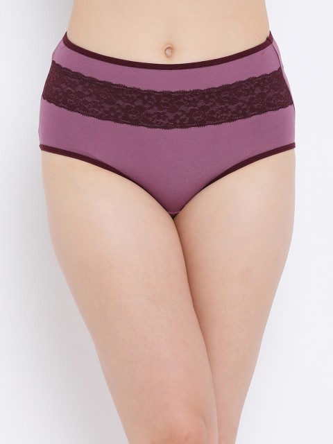 

Clovia Women Purple Solid High-Rise Hipster Briefs PN3311P12XL