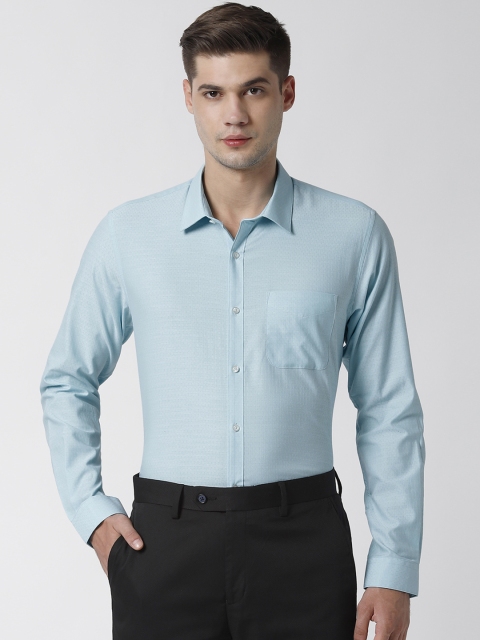 

Peter England Men Blue Regular Fit Self Design Formal Shirt