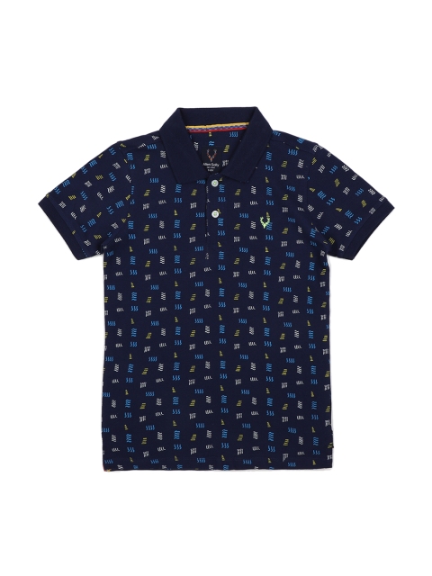 

Allen Solly Junior Boys Navy Blue Printed Polo Collar T-shirt