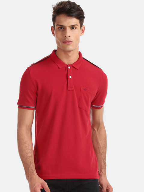 

Arrow Sport Men Red Solid Polo Collar T-shirt