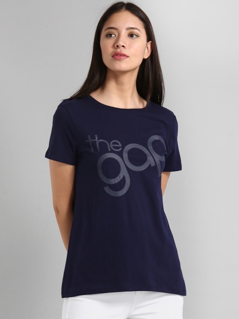 

GAP Women Blue Logo Short Sleeve Crewneck T-Shirt