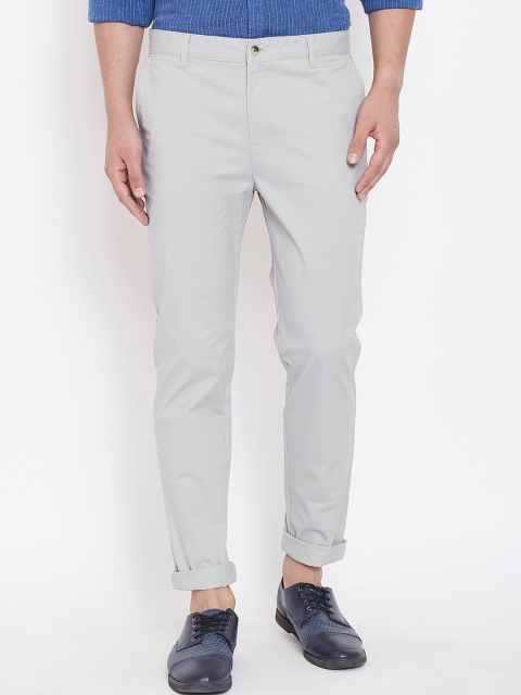 

JUMP USA Men Grey Tailored Slim Fit Solid Chinos