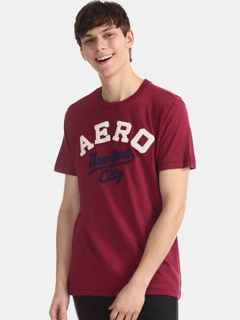 

Aeropostale Men Red Printed Round Neck Pure Cotton T-shirt