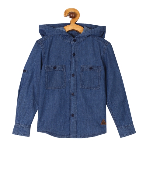 

Cherokee Boys Blue Regular Fit Printed Hooded Casual Shirt