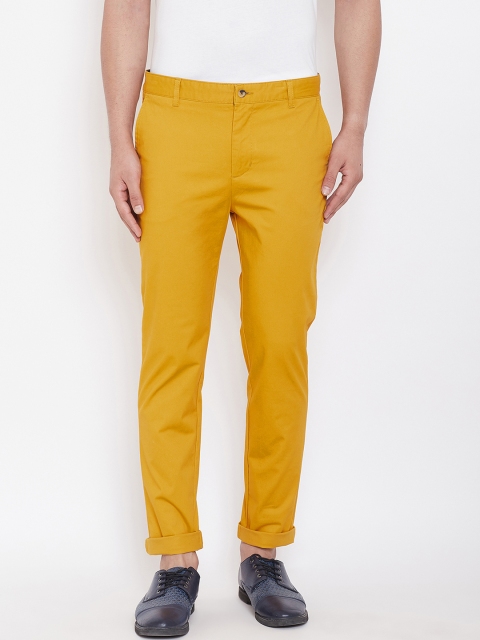 

JUMP USA Men Mustard Yellow Tailored Slim Fit Solid Chinos