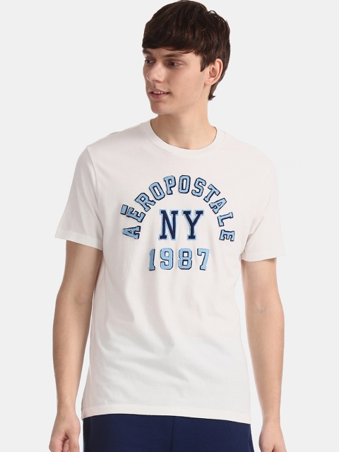 

Aeropostale Men White Printed Round Neck T-shirt