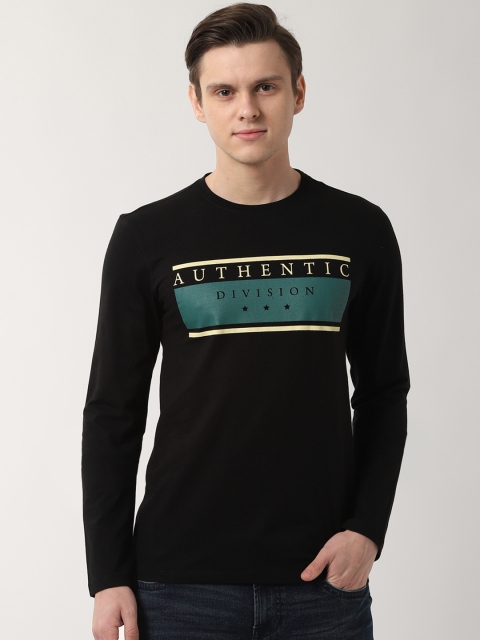 

Peter England Casuals Men Black Printed Round Neck T-shirt