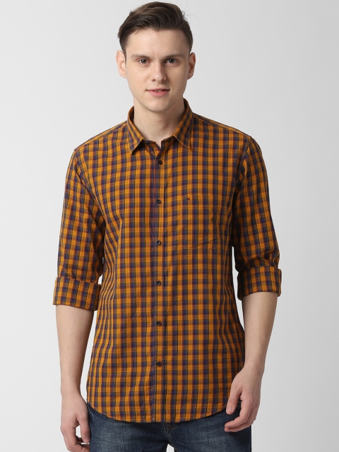 

Peter England Casuals Men Orange & Yellow Slim Fit Checked Casual Shirt