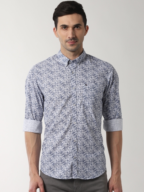 

Peter England Casuals Men Blue & Off-White Slim Fit Printed Casual Shirt