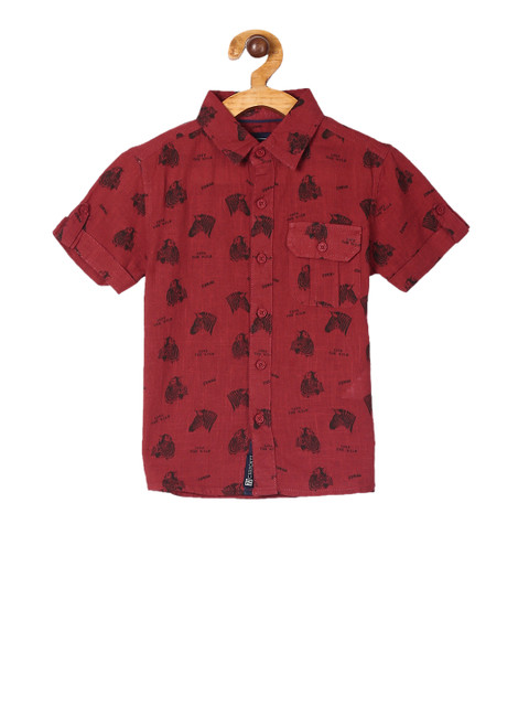 

Cherokee Boys Red Regular Fit Printed Casual Shirt