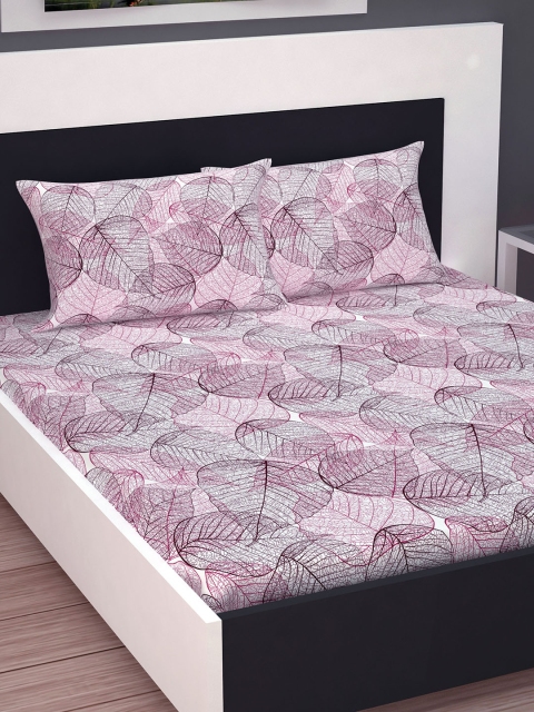 

Divine Casa Pink Ethnic Motifs 144 TC Cotton 1 Queen Bedsheet with 2 Pillow Covers