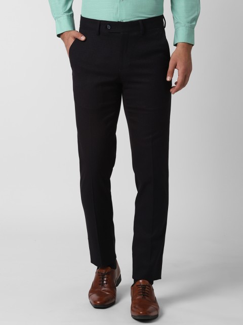 

Peter England Men Black Slim Fit Solid Formal Trousers