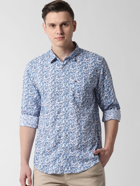 Peter England Casuals Men Blue Slim Fit Printed Casual Shirt