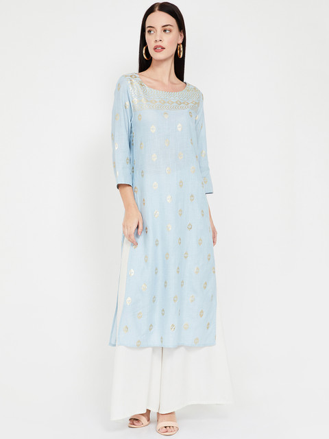 

Melange by Lifestyle Women Blue Printed Straight Kurta