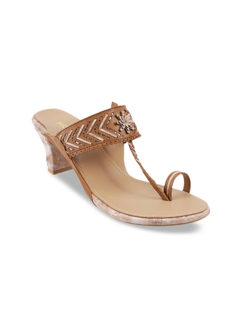 

Mochi Women Gold-Toned & Brown Solid Heels