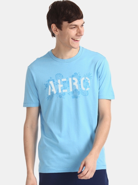 

Aeropostale Men Blue Printed Round Neck T-shirt