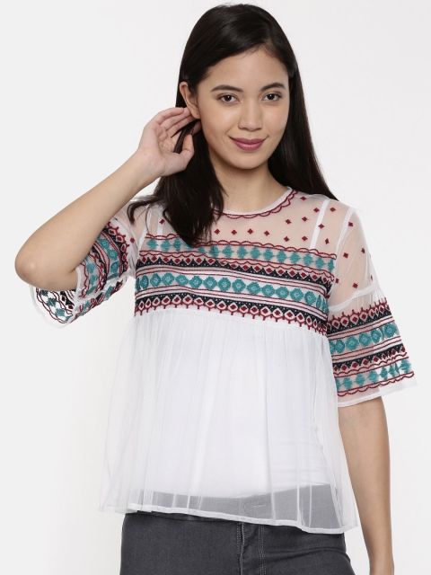 

Chumbak Women White Printed A-Line Top