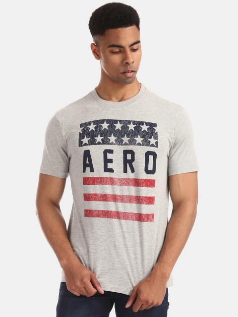 

Aeropostale Men Grey Printed Round Neck Pure Cotton T-shirt