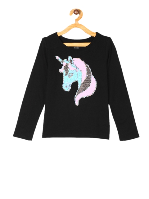 

The Childrens Place Girls Black Reversible Sequin Embellished Top