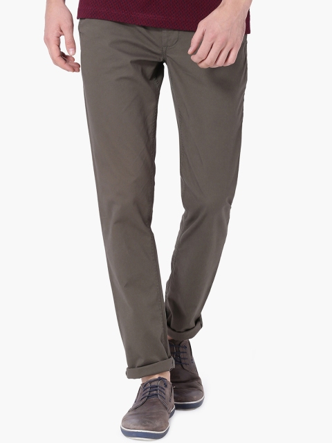 

Fame Forever by Lifestyle Men Olive Brown Slim Fit Solid Regular Trousers