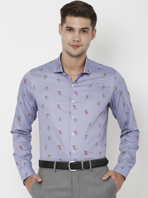 

SIMON CARTER LONDON Men Purple Slim Fit Printed Formal Shirt
