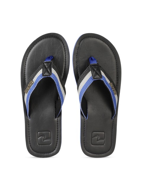 

SPYKAR Men Black & Blue Striped Thong Flip-Flops
