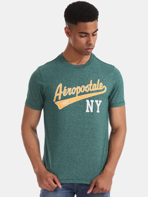 

Aeropostale Men Green Printed Round Neck T-shirt