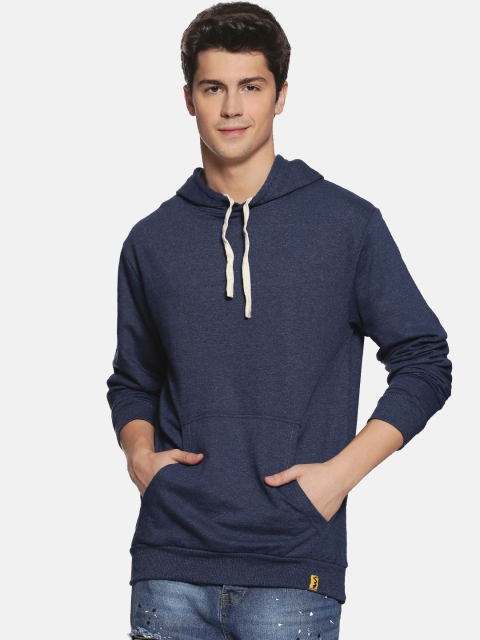 

Campus Sutra Men Navy Blue Solid Hooded Sweatshirt