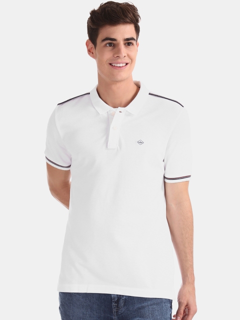 Arrow Sport Men White Solid Polo Collar T-shirt
