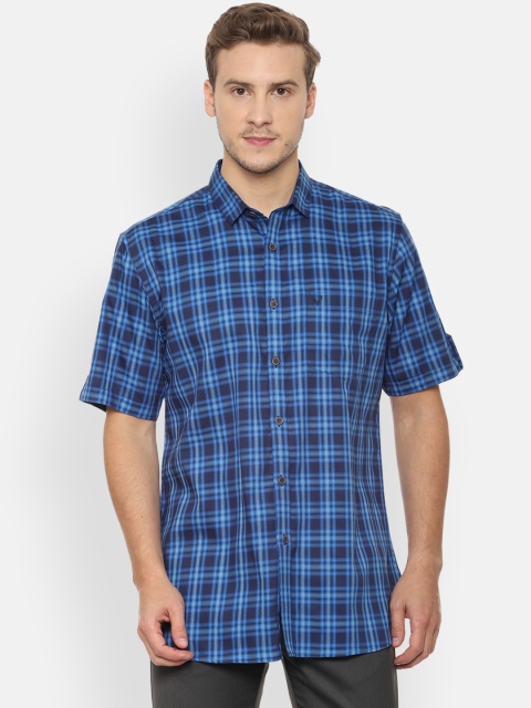 

Allen Solly Men Navy Blue Slim Fit Checked Casual Shirt