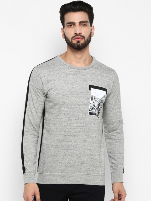 

Mufti Men Grey Melange Solid Sweatshirt