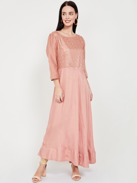 

Melange by Lifestyle Women Pink Embroidered Anarkali Kurta