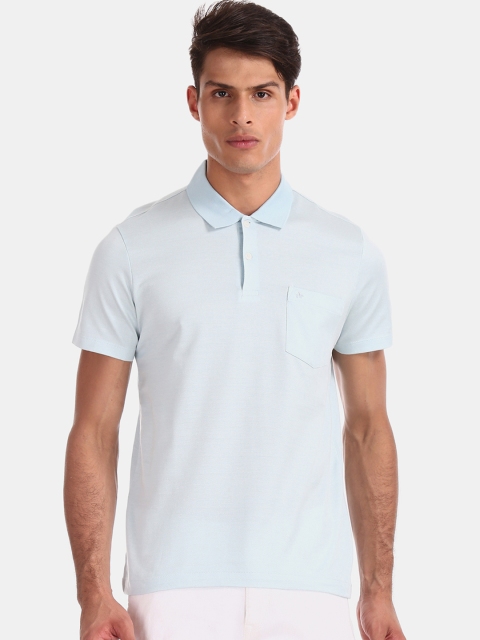 

Arrow Men Blue Solid Polo Collar T-shirt