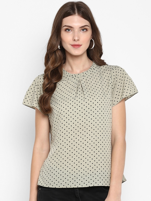 

Indietoga Women Green Polka Dot Top