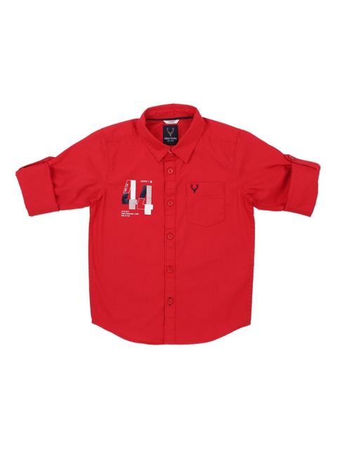 

Allen Solly Junior Boys Red Regular Fit Solid Casual Shirt