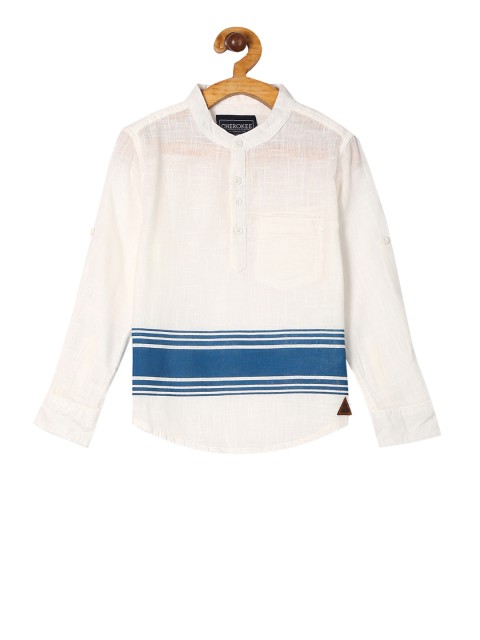 

Cherokee Boys White Regular Fit Striped Casual Shirt