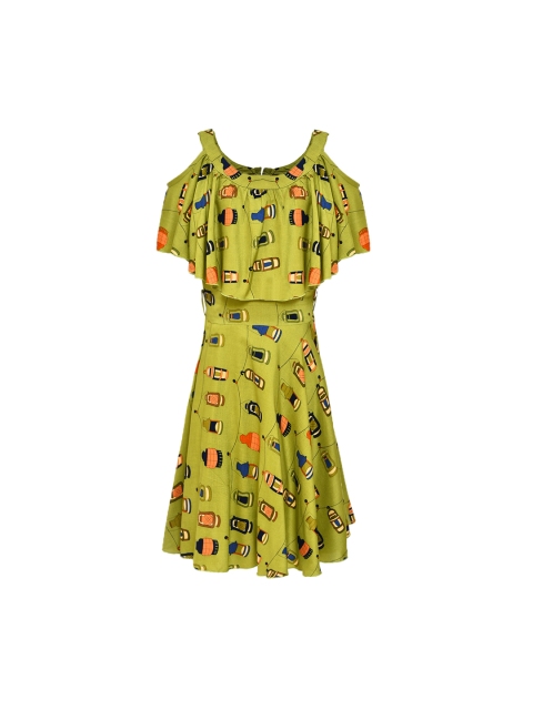 

Aarika Girls Printed Green Printed Fit and Flare Dress