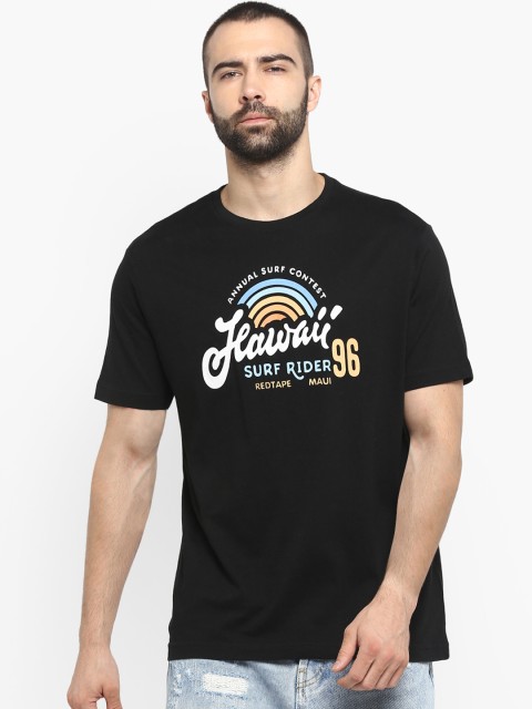 

Red Tape Men Black Printed Round Neck T-shirt