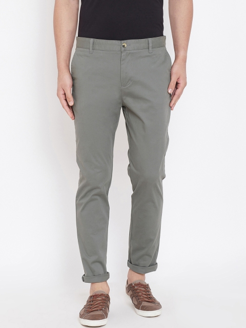 

JUMP USA Men Grey Tailored Slim Fit Solid Chinos