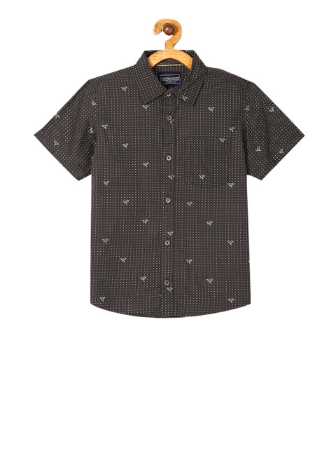 

Cherokee Boys Grey Regular Fit Printed Casual Shirt