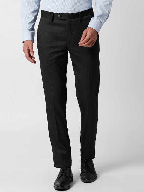 

Peter England Men Black Slim Fit Solid Formal Trousers