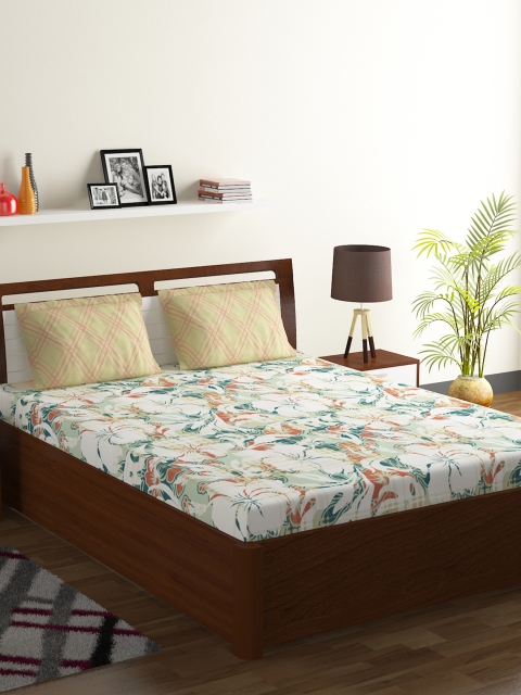 

BOMBAY DYEING Multicoloured Floral 120 TC Cotton 1 King Bedsheet with 2 Pillow Covers, Multi
